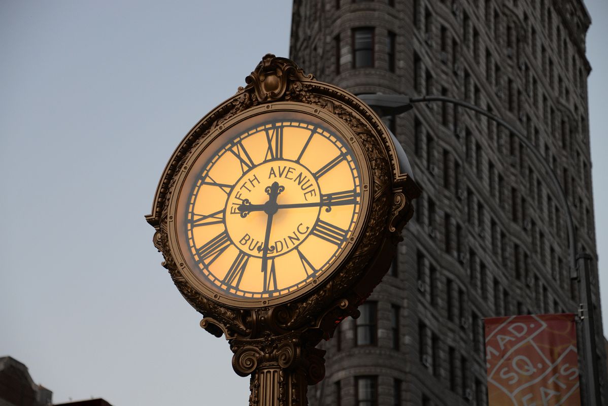 02-03 Gilded Ornate Fifth Avenue Building Street Clock Installed In 1909 In New York Madison Square Park